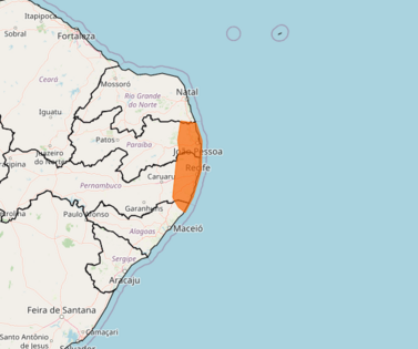 Inmet alerta para chuvas e ventos intensos em oito municípios do Litoral Norte de Alagoas