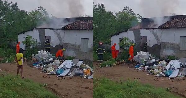 Incêndio destrói depósito de materiais recicláveis e causa queda de teto, em Palmeira dos Índios