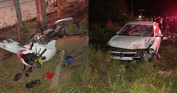 Condutor morre e passageiro fica ferido após moto ser atingida por carro, em Girau do Ponciano