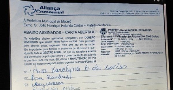 Em carta aberta, Aliança Comercial de Maceió denuncia descaso de JHC no centro da cidade